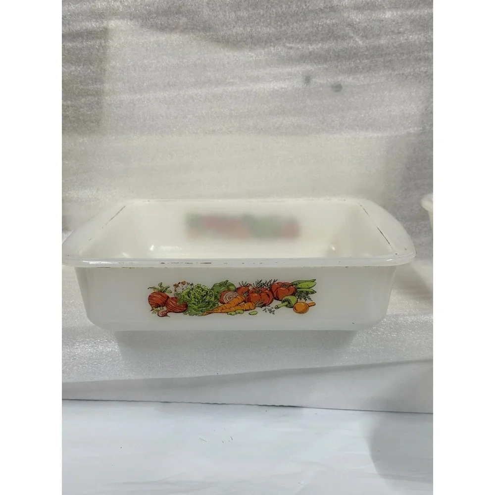 Vintage Glasbake Lot Of‎ 3 Vegetable Garden Medley Casserole Loaf Oval Serving